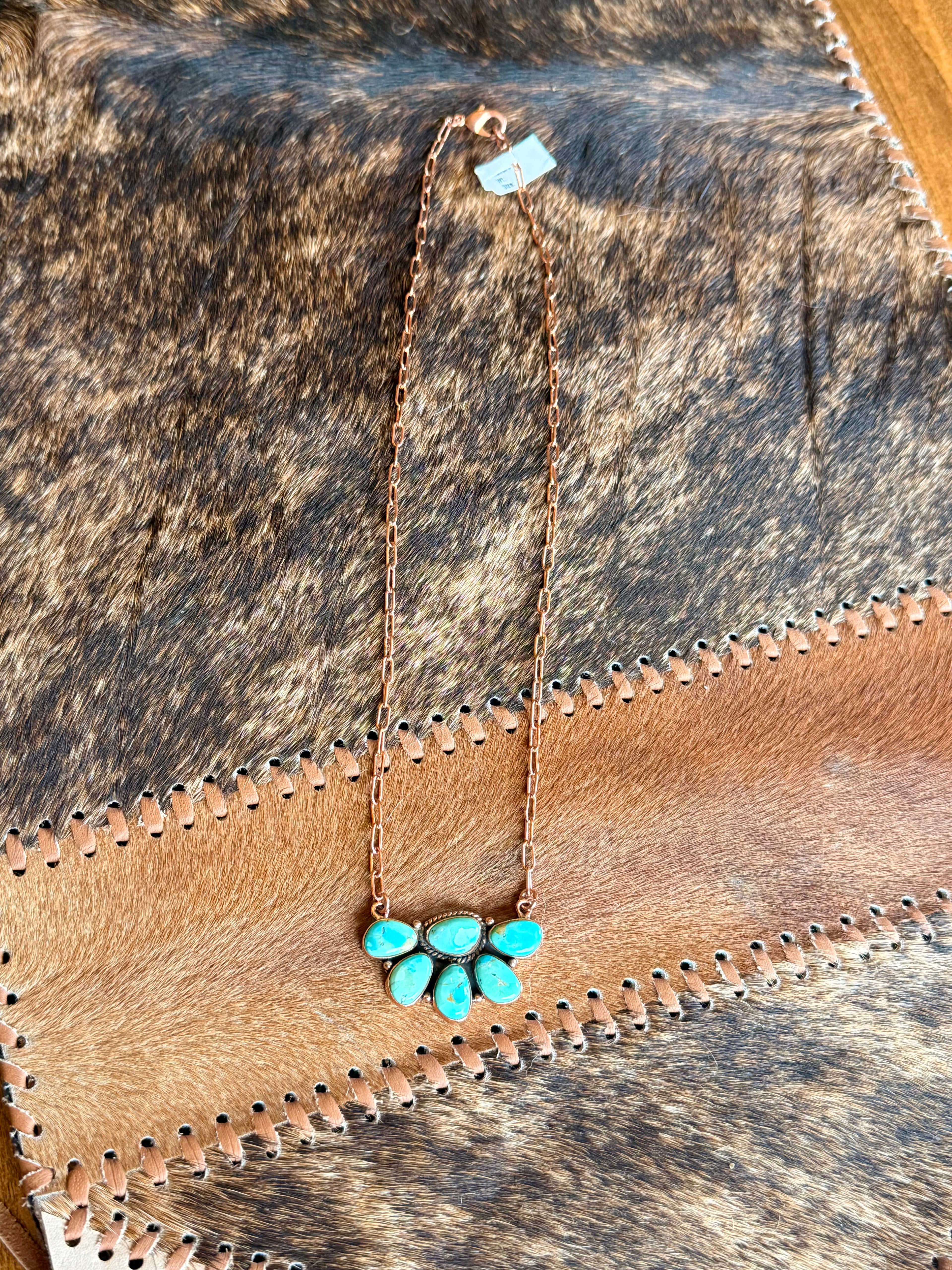 Copper & Turquoise Half Cluster Necklace