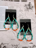 Turquoise & Orange Spiny Dangle Earrings