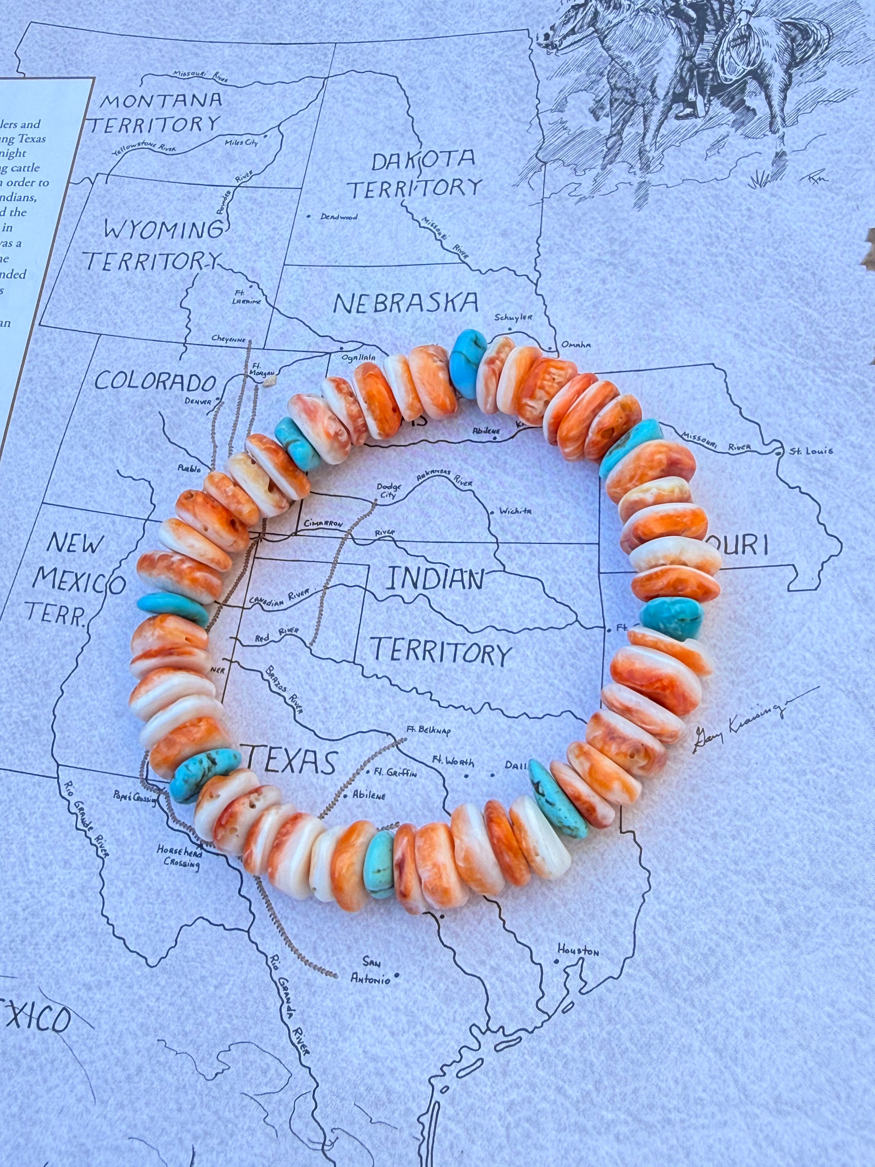 Orange Spiny Heishi Bracelet